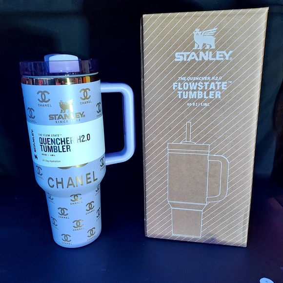 40oz Stanley Lavendar and Gold Designer Custom Engraved Tumbler - Picture 2 of 3